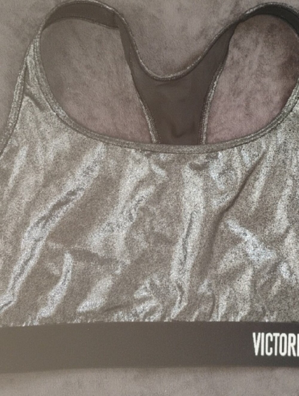 Victoria's Secret Metallic Silver Racerback Sports Bra